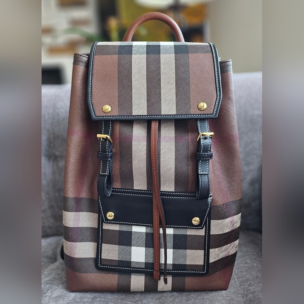 Burberry Backpack Check Dark Birch Brown
